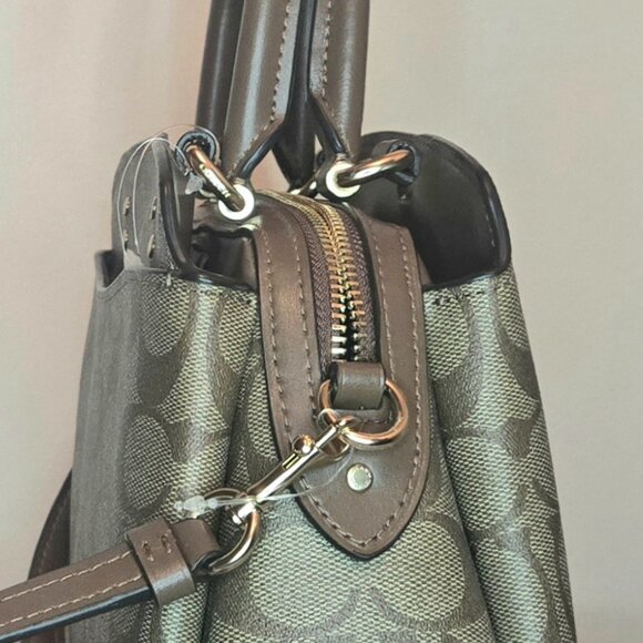 Coach Mini Lillie Carryall Khaki Saddle Tan Brown Signature Crossbody Purse - Picture 7 of 11